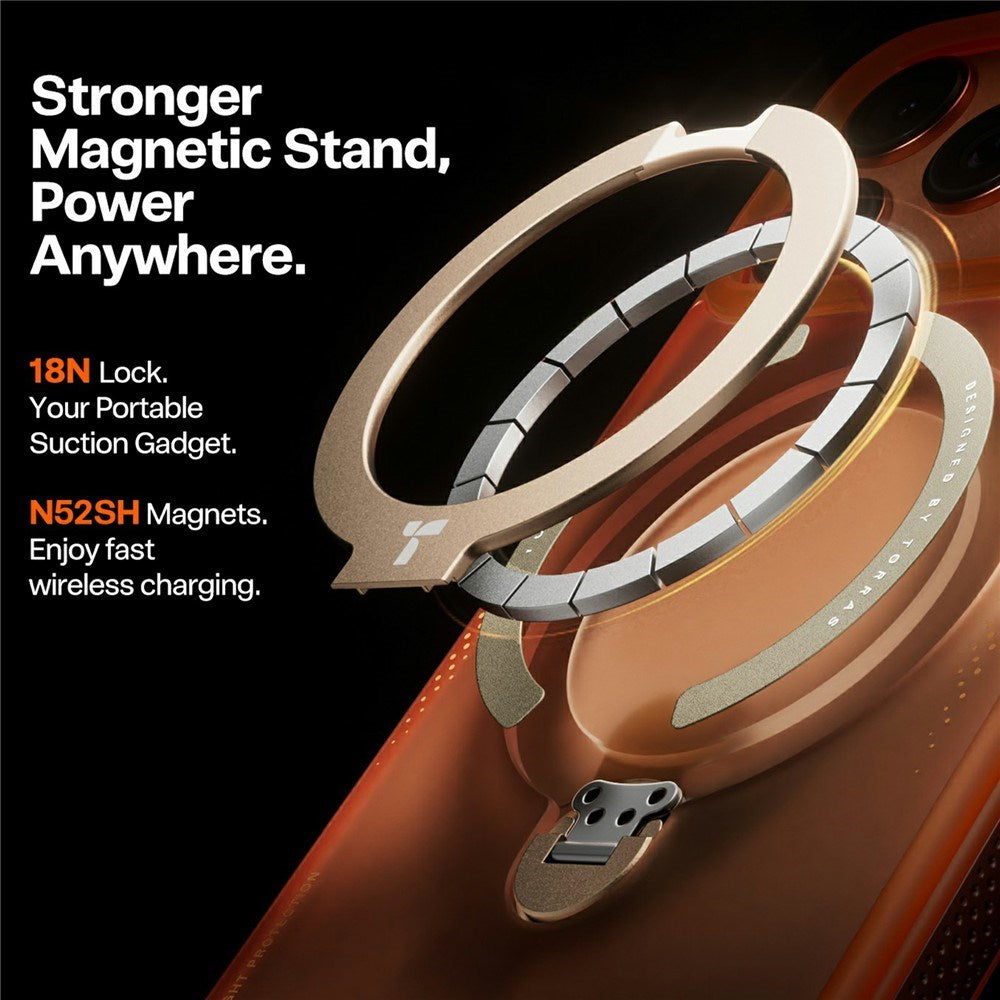 TORRAS iPhone 17 Pro Ostand Q3 Air Mobil Cover m. Kickstand - MagSafe Kompatibel - Orange
