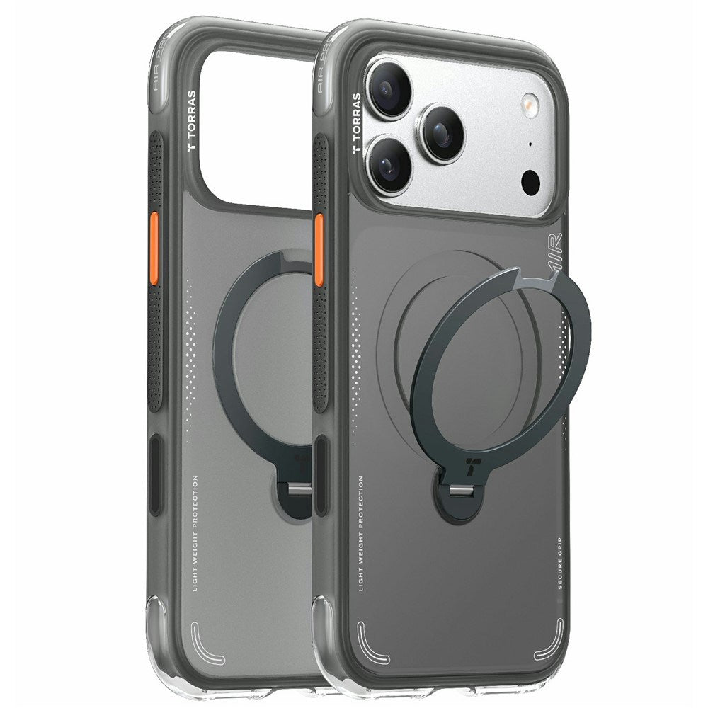 TORRAS iPhone 17 Pro Ostand Q3 Air Mobil Cover m. Kickstand - MagSafe Kompatibel - Sort