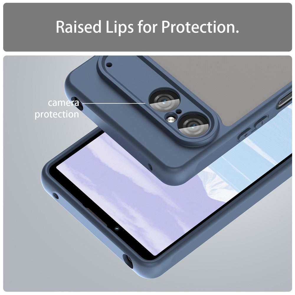 Sony Xperia 10 VII - EIDERWOOD Mat Hybrid Bagside Cover - Gennemsigtig / Mørkeblå