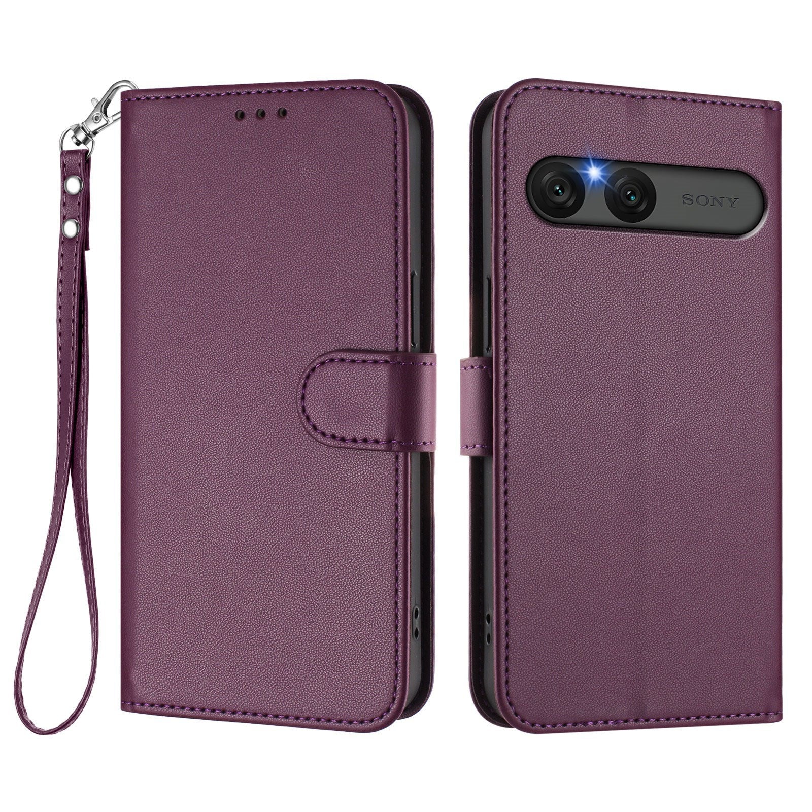 Sony Xperia 10 VII - EIDERWOOD Kunstlæder Flip Cover - Kortholder & Strop - Lilla