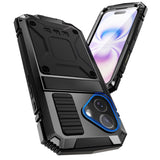 iPhone 17 R-JUST Hybrid Bagside Cover m. Indbygget Skærmbeskyttelse & Kickstand - Sort