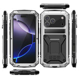 iPhone 18 Pro / 17 Pro R-JUST Hybrid Bagside Cover m. Indbygget Skærmbeskyttelse & Kickstand - Sølv