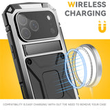 iPhone 18 Pro / 17 Pro R-JUST Hybrid Bagside Cover m. Indbygget Skærmbeskyttelse & Kickstand - Sølv