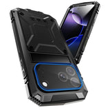 iPhone 18 Pro Max / 17 Pro Max R-JUST Hybrid Bagside Cover m. Indbygget Skærmbeskyttelse & Kickstand - Sort