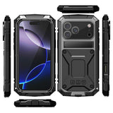 iPhone 18 Pro Max / 17 Pro Max R-JUST Hybrid Bagside Cover m. Indbygget Skærmbeskyttelse & Kickstand - Sort