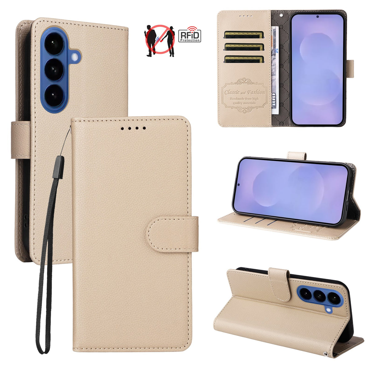 EIDERWOOD Samsung Galaxy S26 Kunstlæder Flip Cover - Strop - Beige