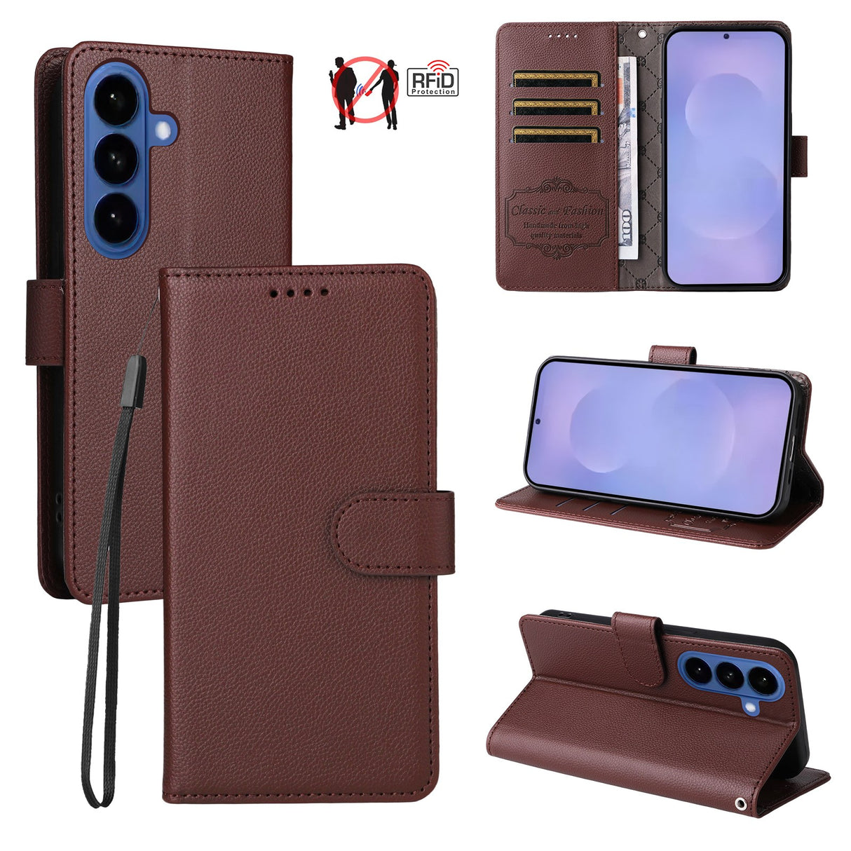 EIDERWOOD Samsung Galaxy S26 Kunstlæder Flip Cover - Strop - Brun