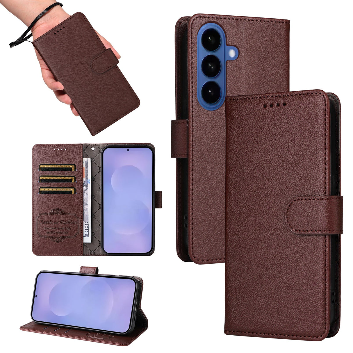 EIDERWOOD Samsung Galaxy S26 Kunstlæder Flip Cover - Strop - Brun