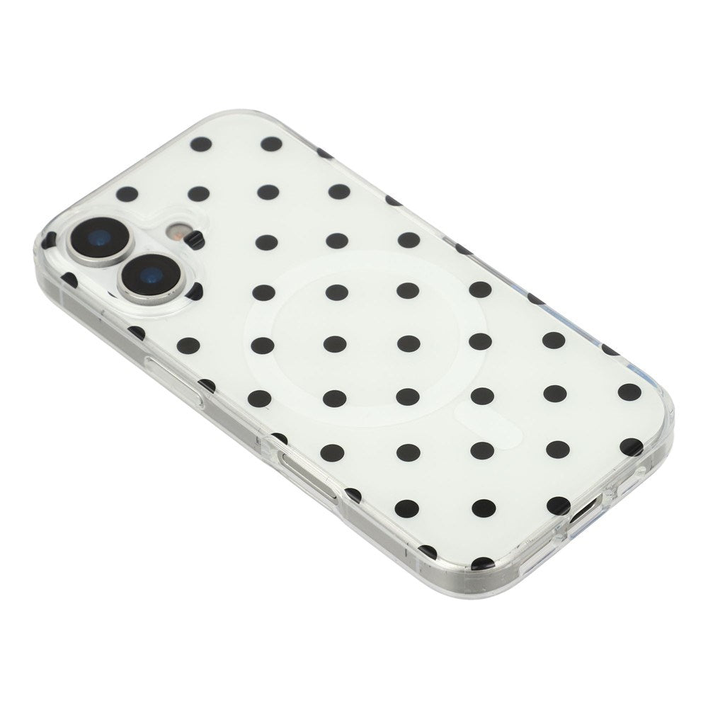 EIDERWOOD iPhone 17 Hybrid Mobil Cover m. Polka Design - MagSafe Kompatibel - Gennemsigtig / Sort