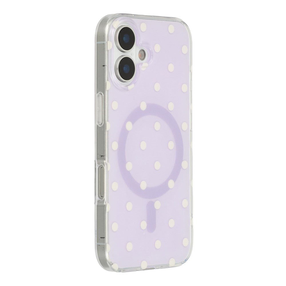 EIDERWOOD iPhone 17 Hybrid Mobil Cover m. Polka Design - MagSafe Kompatibel - Gennemsigtig / Lilla