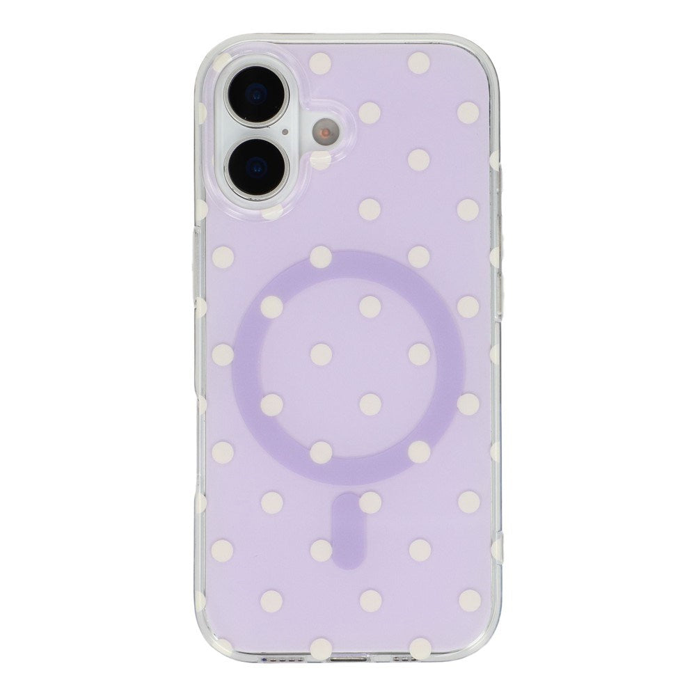 EIDERWOOD iPhone 17 Hybrid Mobil Cover m. Polka Design - MagSafe Kompatibel - Gennemsigtig / Lilla