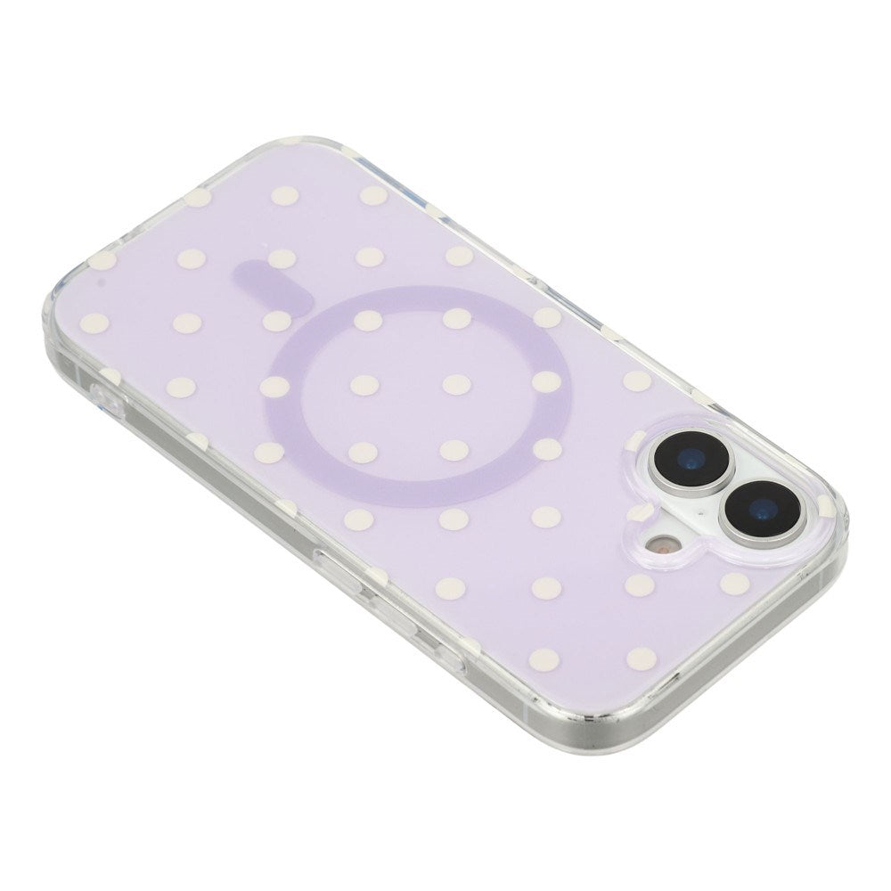 EIDERWOOD iPhone 17 Hybrid Mobil Cover m. Polka Design - MagSafe Kompatibel - Gennemsigtig / Lilla