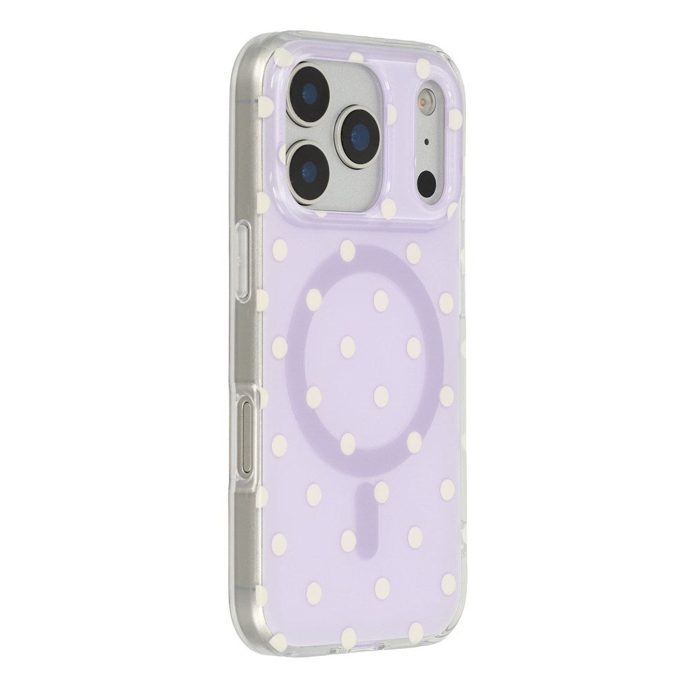 EIDERWOOD iPhone 17 Pro Hybrid Mobil Cover m. Polka Design - MagSafe Kompatibel - Gennemsigtig / Lilla