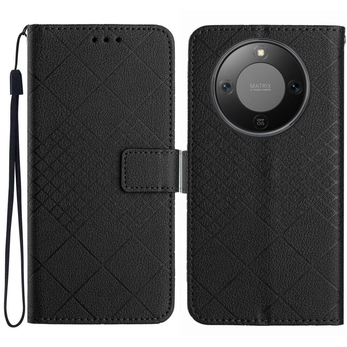 Honor Magic8 Lite EIDERWOOD Kunstlæder Cover m. Strop - Sort
