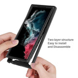 Samsung Galaxy S23 Ultra Hybrid Cover m. Skærmbeskyttelse - Mørkeblå / Gennemsigtig