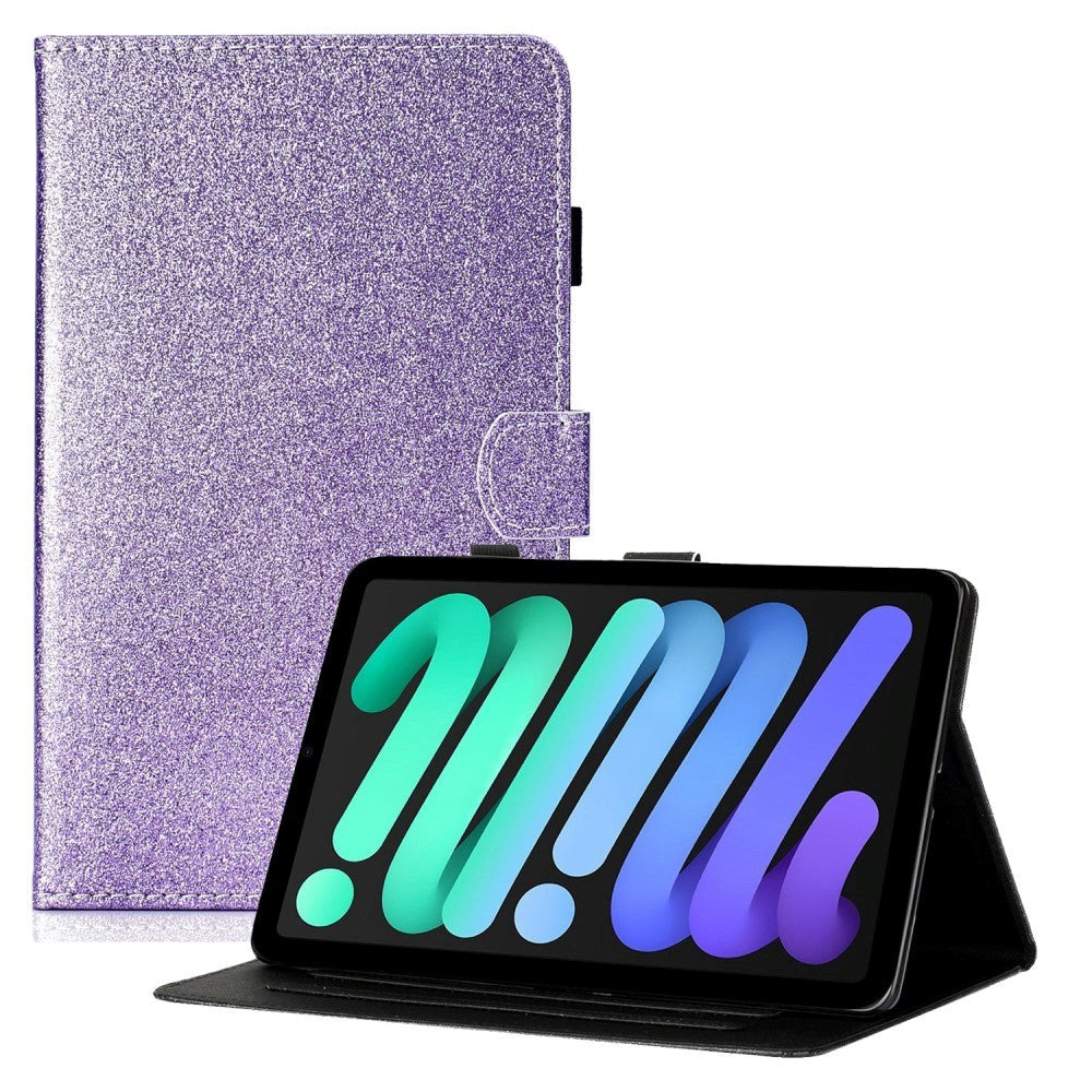 iPad 11" (2025) / iPad 10,9" (2024/2022) Glitter Flip Cover m. Flip Stand &amp; Kortholder - Lilla