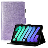 iPad 11" (2025) / iPad 10,9" (2024/2022) Glitter Flip Cover m. Flip Stand &amp; Kortholder - Lilla