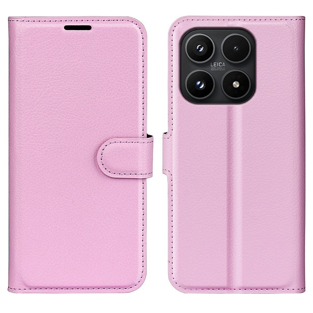 EIDERWOOD Xiaomi 17 Litchi Tekstur Kunstlæder Flip Mobil Cover m. Kortholder - Lyserød