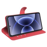 EIDERWOOD Xiaomi 17 Litchi Tekstur Kunstlæder Flip Mobil Cover m. Kortholder - Rød