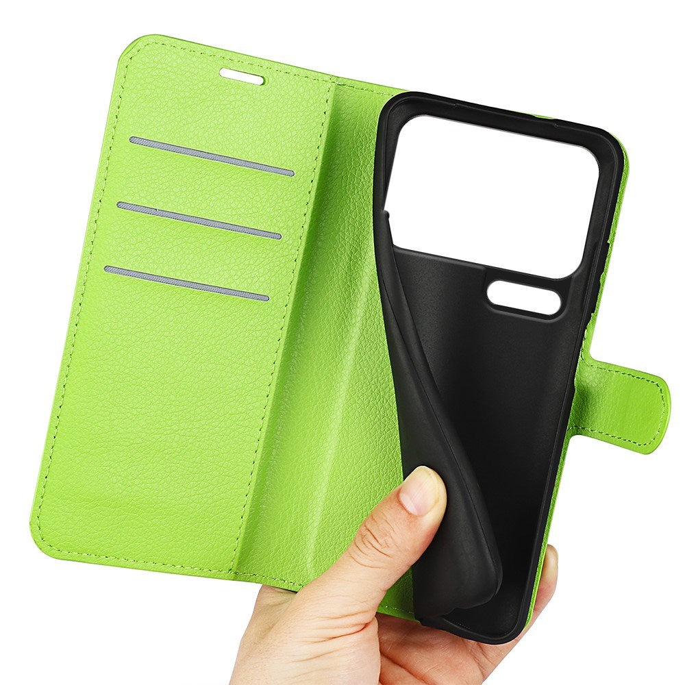 AMORUS Xiaomi 17 Pro Litchi Tekstur Kunstlæder Flip Mobil Cover m. Kortholder - Grøn