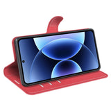 AMORUS Xiaomi 17 Pro Litchi Tekstur Kunstlæder Flip Mobil Cover m. Kortholder - Rød