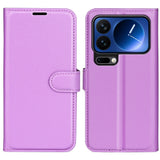AMORUS Xiaomi 17 Pro Litchi Tekstur Kunstlæder Flip Mobil Cover m. Kortholder - Lilla