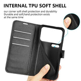 AMORUS Xiaomi 17 Pro Max Litchi Tekstur Kunstlæder Flip Mobil Cover m. Kortholder - Sort