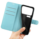 AMORUS Xiaomi 17 Pro Max Litchi Tekstur Kunstlæder Flip Mobil Cover m. Kortholder - Blå