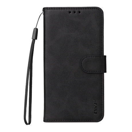 OnePlus 15R ENKAY - 2-i-1 Kunstlæder Cover inkl. Skærmbeskyttelsesglas - Sort