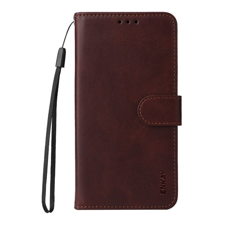OnePlus 15R ENKAY - 2-i-1 Kunstlæder Cover inkl. Skærmbeskyttelsesglas - Brun
