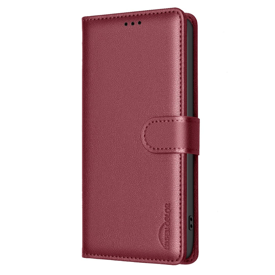 Samsung Galaxy S26+ (Plus) BINFEN Kunstlæder Flip Cover - RFID Blokering - Kortholder - Ståfunktion - Rød