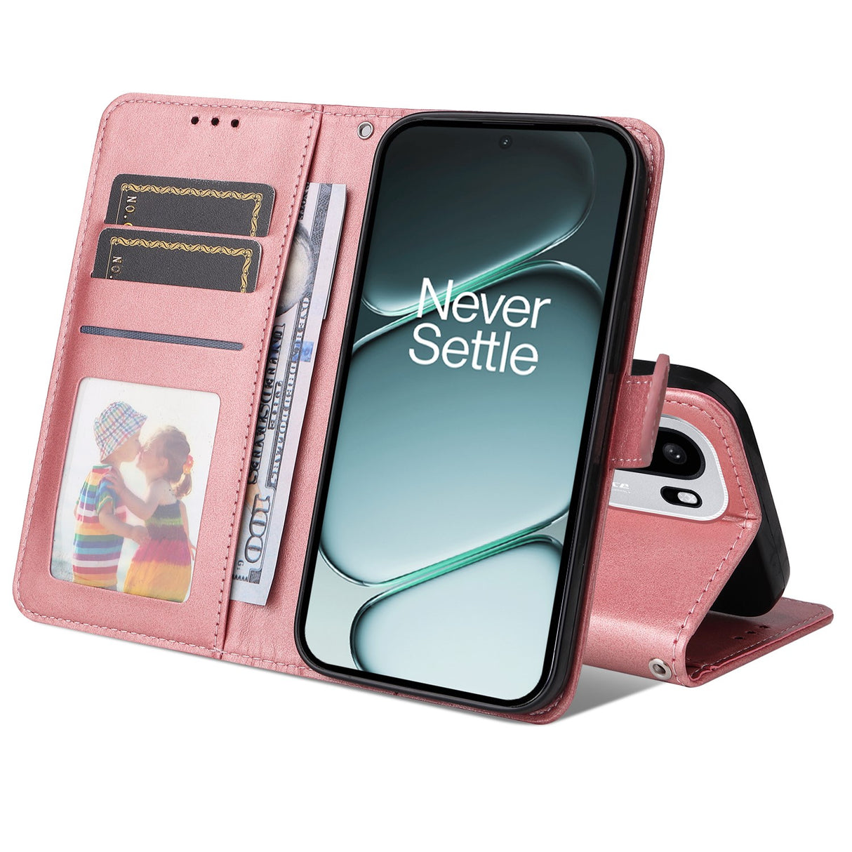 OnePlus 15R EIDERWOOD Kunstlæder Flip Cover - Strop - Lyserød