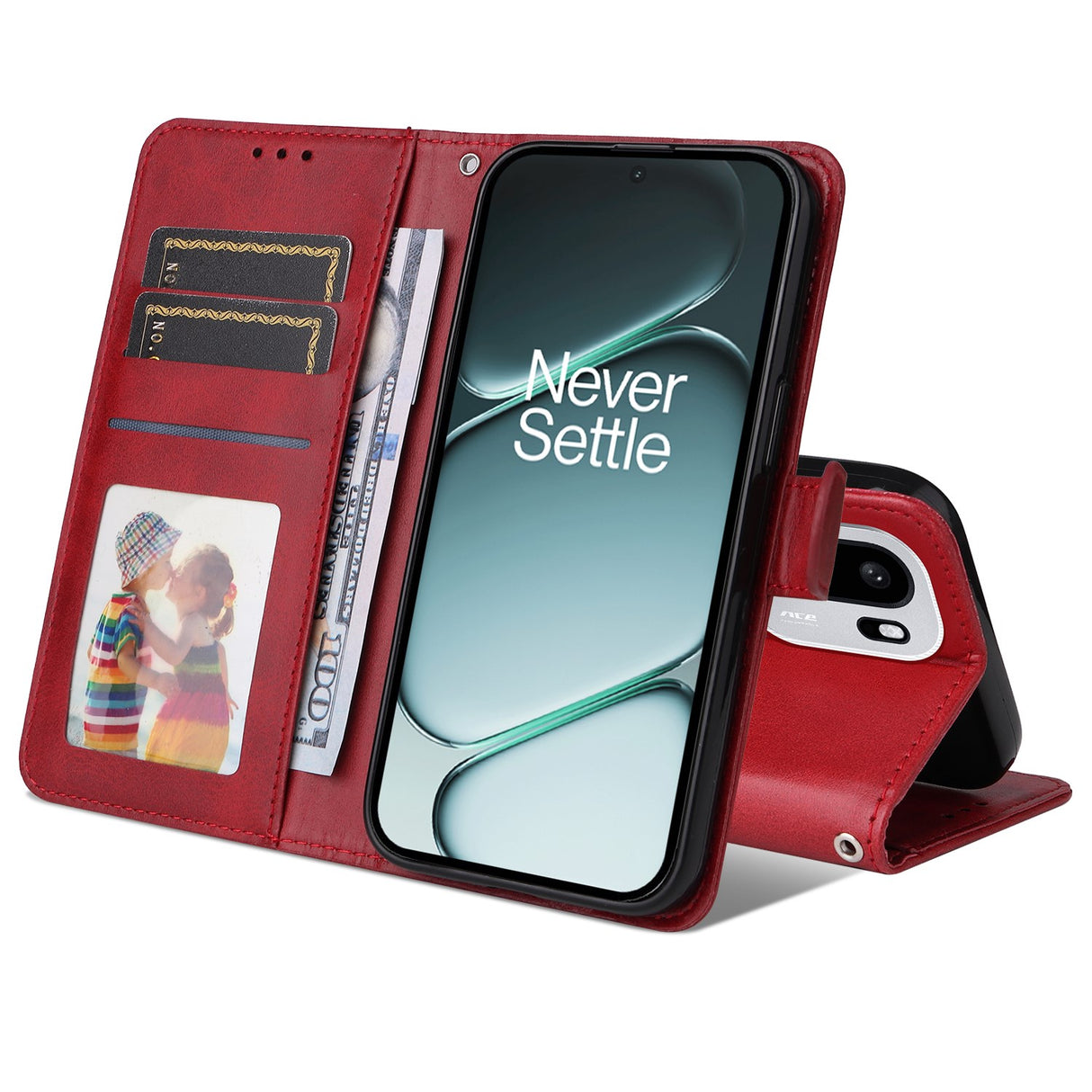 OnePlus 15R EIDERWOOD Kunstlæder Flip Cover - Strop - Rød