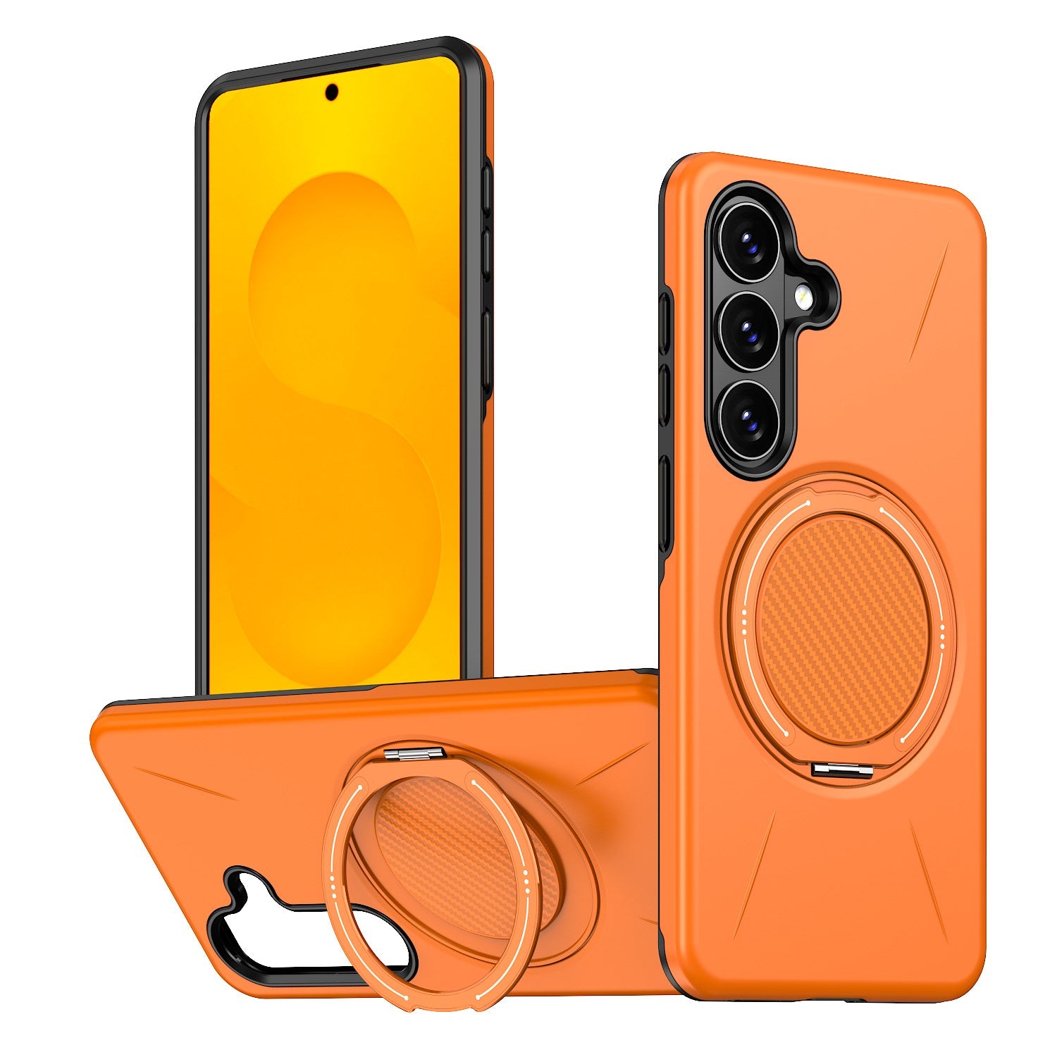 Samsung Galaxy S26 EIDERWOOD Hybrid Plast Bagside Cover - Roterende Kickstand - Orange