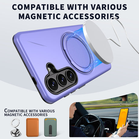 Samsung Galaxy S26 EIDERWOOD Hybrid Plast Bagside Cover - Roterende Kickstand - Lilla