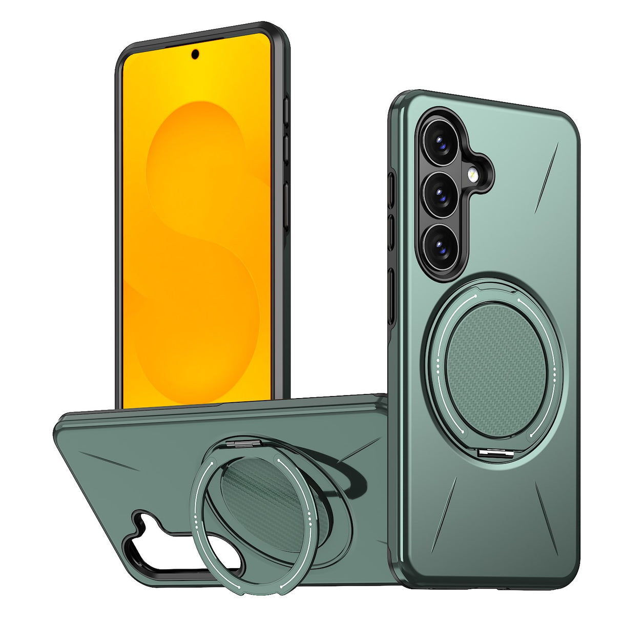 Samsung Galaxy S26 EIDERWOOD Hybrid Plast Bagside Cover - Roterende Kickstand - Grøn