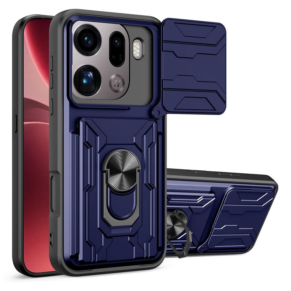 OPPO Find X9 Pro EIDERWOOD Håndværkercase - 360° Roterbar Camslider / Kickstand / Kortholder  - Blå