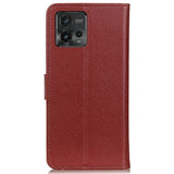 Motorola Moto G72 Litchi Leather Flip Cover m. Lommebok - Brun