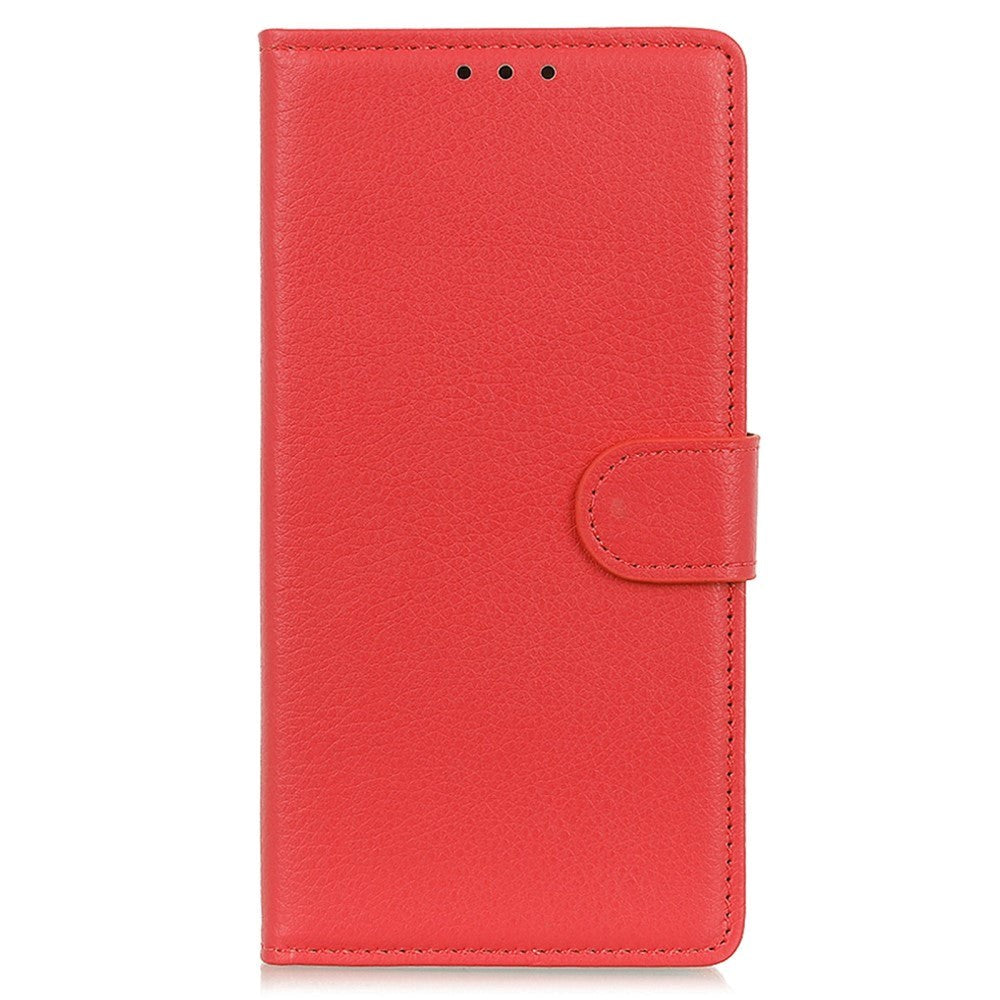 Motorola Moto G72 Litchi Leather Flip Cover m. Lommebok - Rød