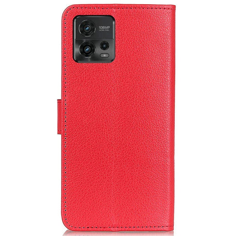 Motorola Moto G72 Litchi Leather Flip Cover m. Lommebok - Rød