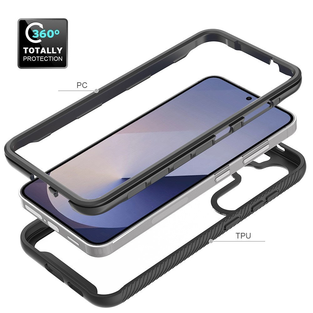 Samsung Galaxy A37 EIDERWOOD Cover med Indbygget Skærmbeskyttelse - 360° Beskyttelse - Gennemsigtig / Sort