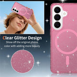 EIDERWOOD Samsung Galaxy S26 Plast Glitter Cover - MagSafe Kompatibel - Gennemsigtig / Lyserød