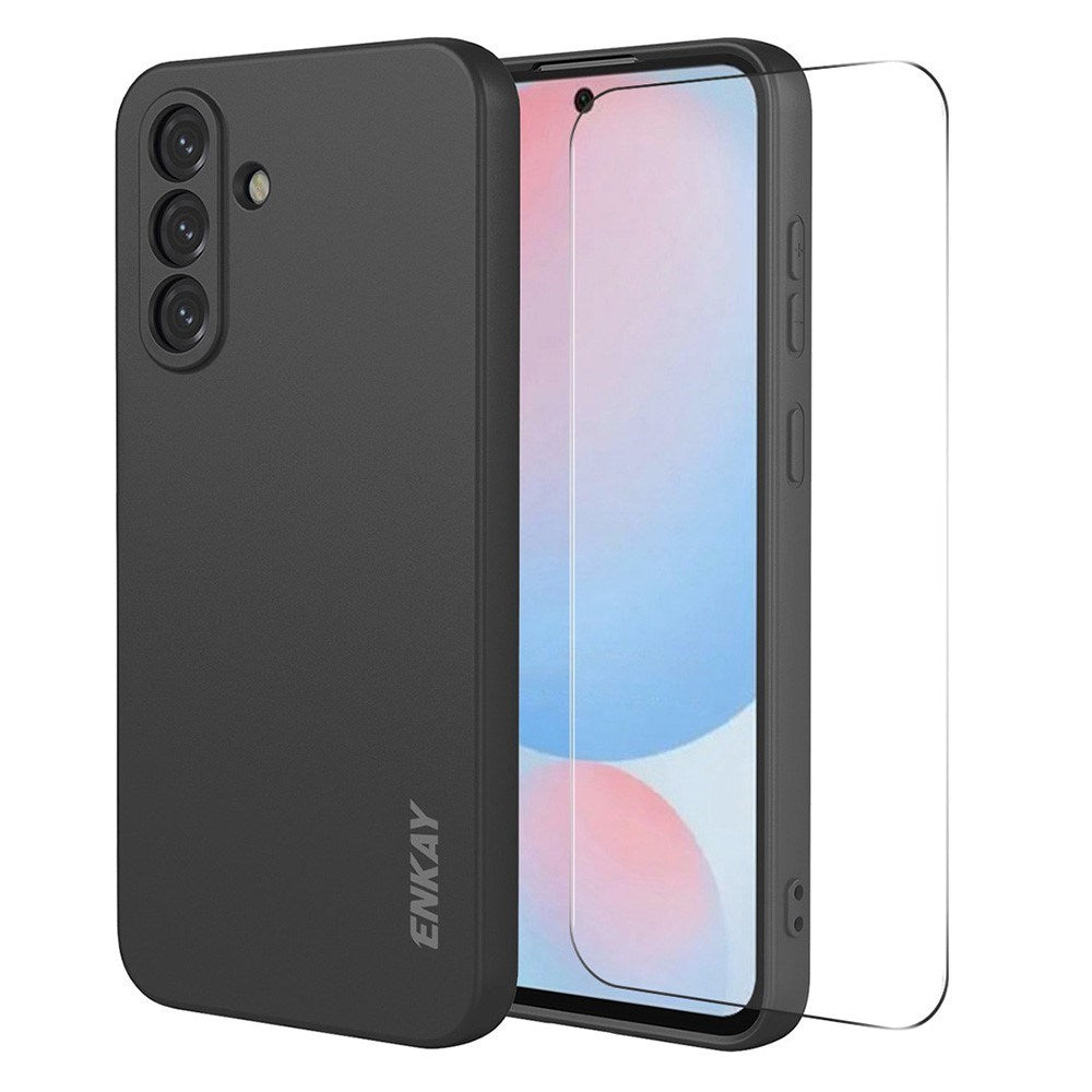 Samsung Galaxy A57 ENKAY Silikone Cover med Skærmbeskyttelse - Sort