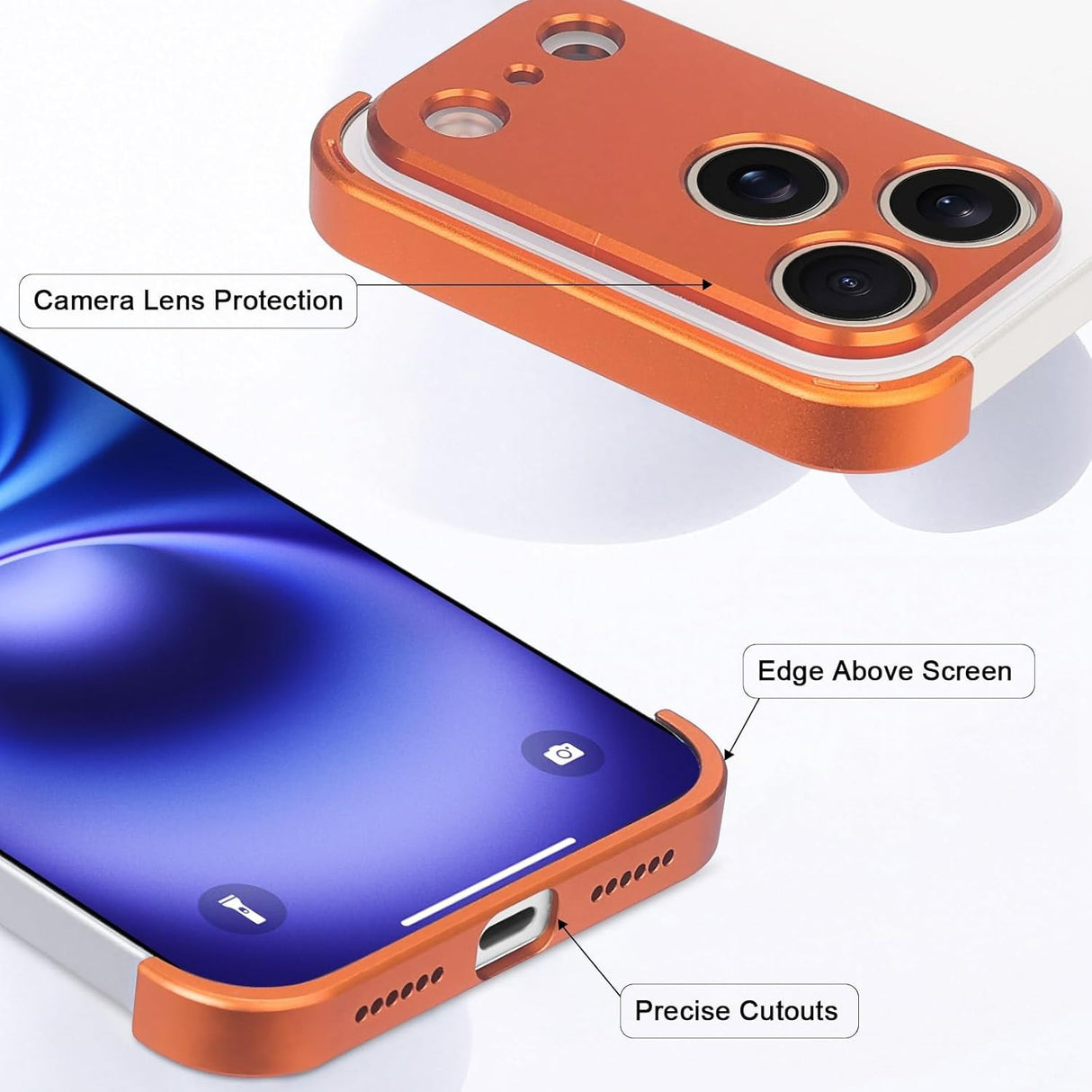 iPhone 17 Pro Todelt Bumper Cover m. Kameralinsebeskytter - Orange