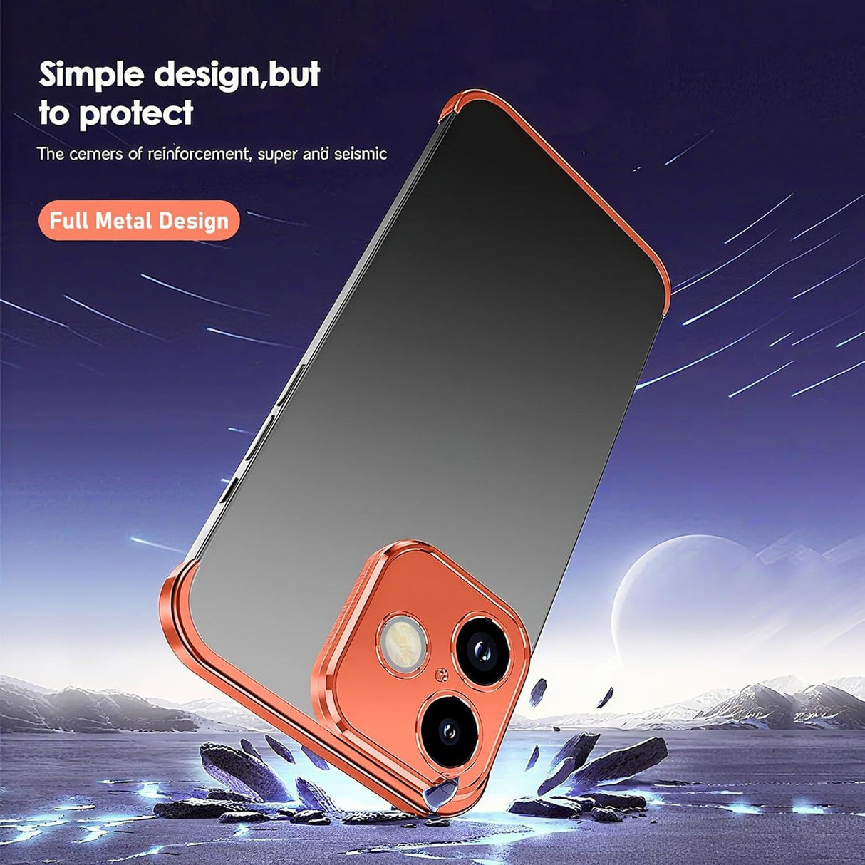 iPhone 17 Todelt Bumper Cover m. Kameralinsebeskytter - Orange