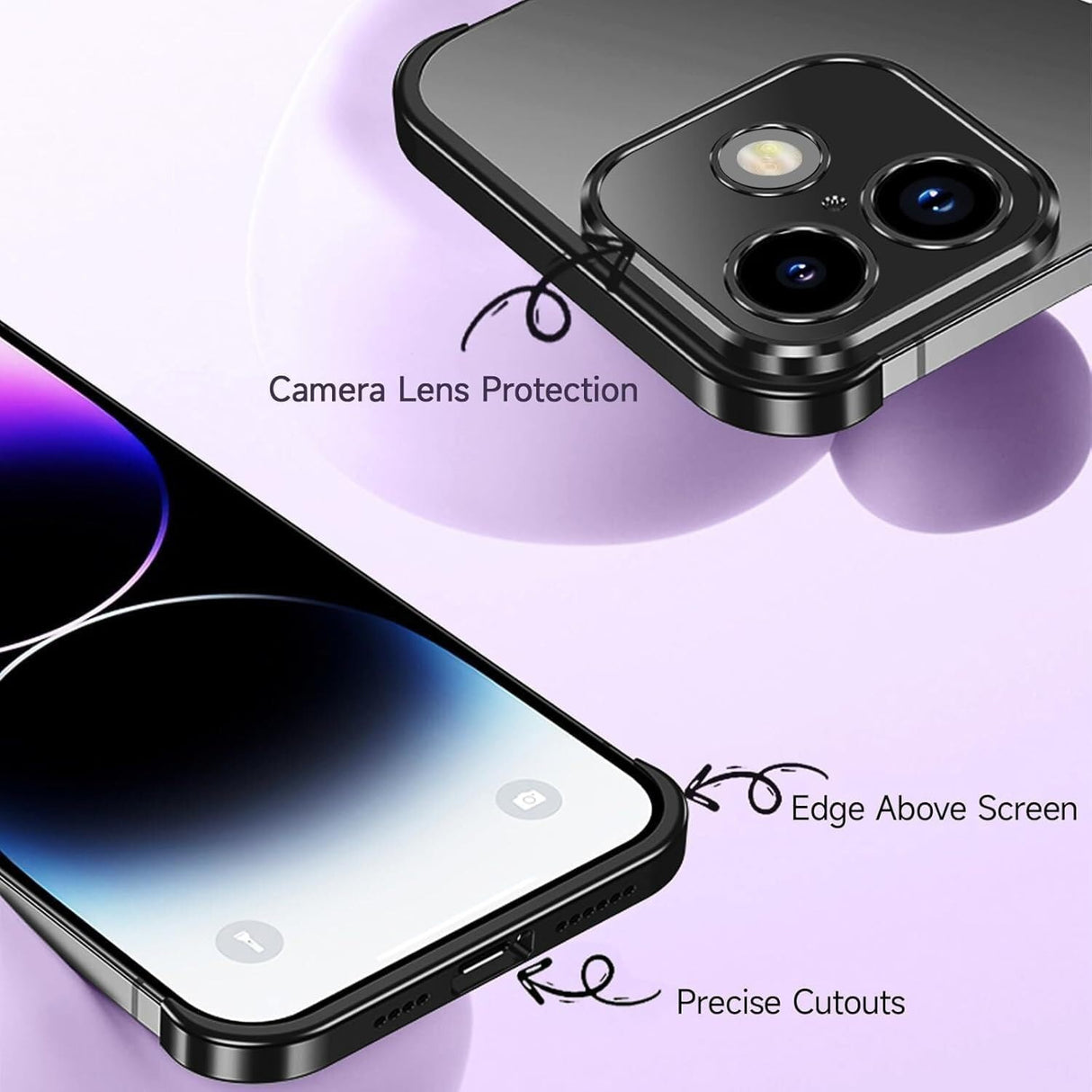 iPhone 17 Todelt Bumper Cover m. Kameralinsebeskytter - Sort