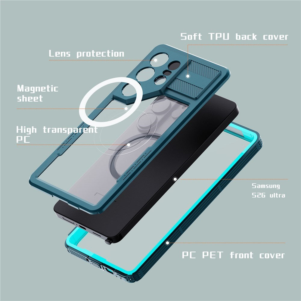 Samsung Galaxy S26 Ultra Redpebber Vandtæt Hybrid Plast Bagside Cover - MagSafe Kompatibel - Blå