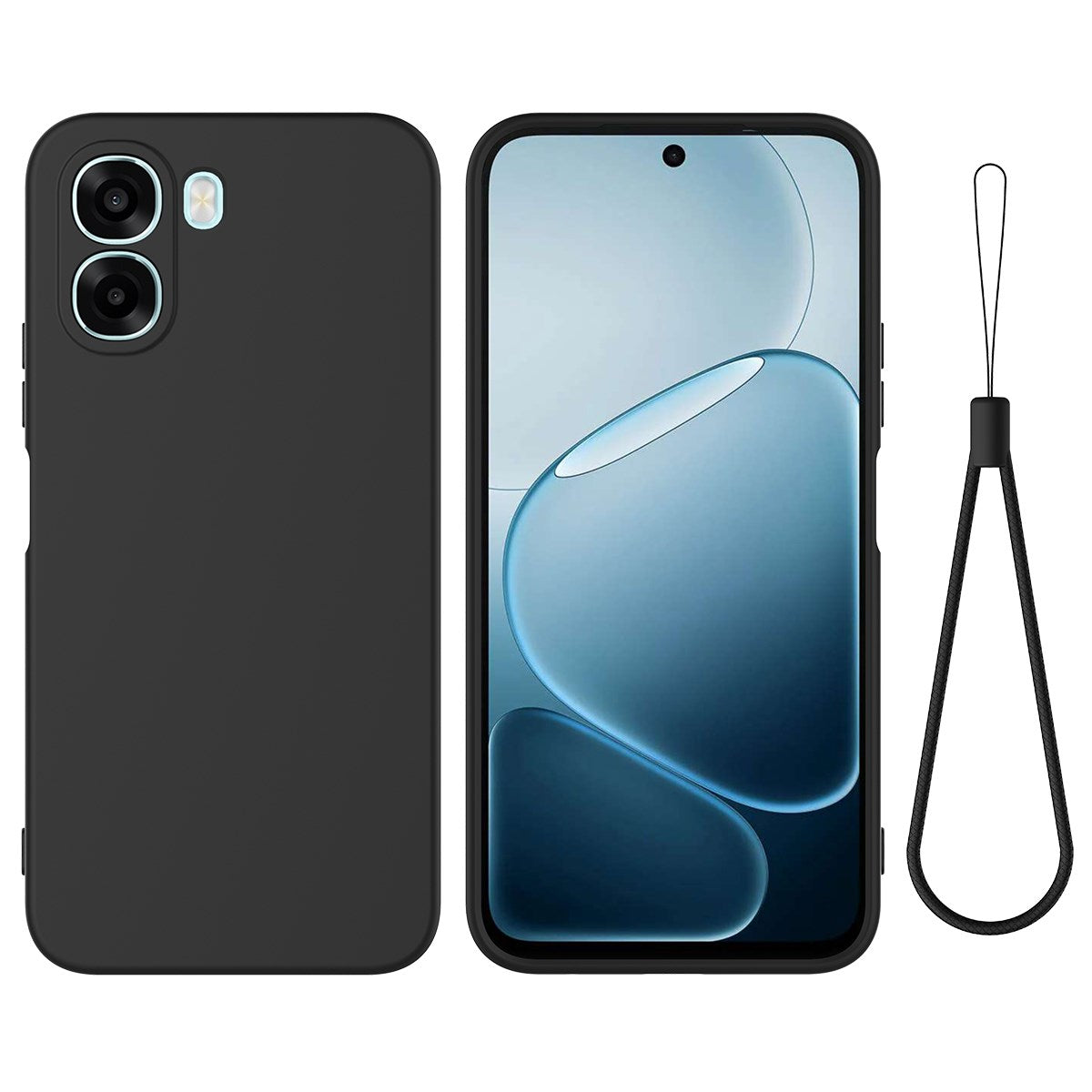 OPPO A6x EIDERWOOD Silikone Bagside Cover m. Strop - Sort