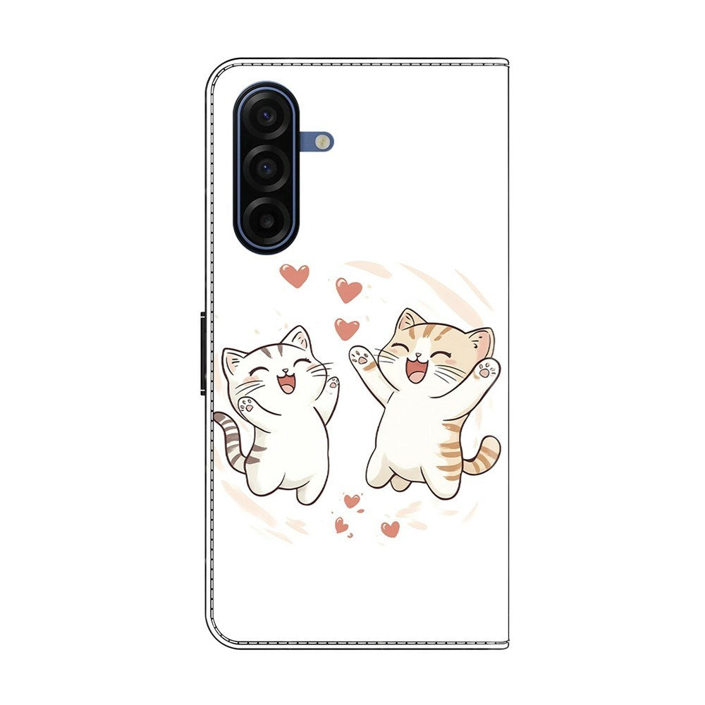 Samsung Galaxy A37 EIDERWOOD Kunstlæder Flipcover m. Indbygget Kortholder & Standerfunktion - Katte & Hjerter