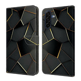 Samsung Galaxy A37 EIDERWOOD Kunstlæder Flipcover m. Indbygget Kortholder & Standerfunktion - Sort / Guld